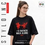 I'd Rather Walk Alone Meme Parody Cotton Dri-Fit Shirt - Image 6